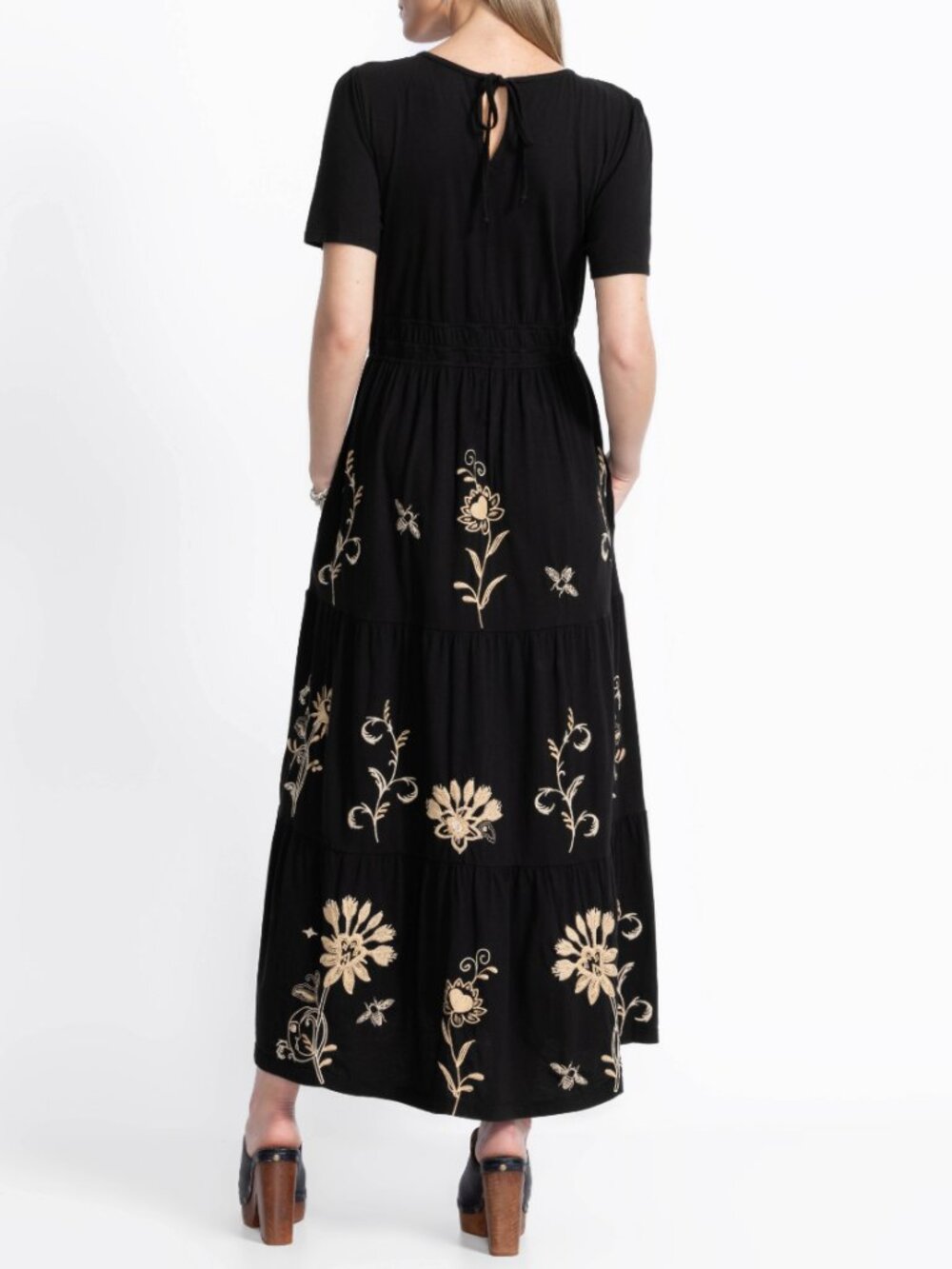 Johnny Was | Smocked Waist Tiered Maxi Dress in Black - Picture 3 of 12